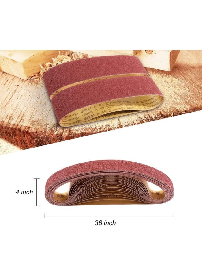 S SATC 12PCS Sanding Belts 4×36-Inch Sanding Belt Belt Sander Belt Sander Paper (2 Each of 60, 80, 120,150,240,400 Grits) Aluminum Oxide - Image 3